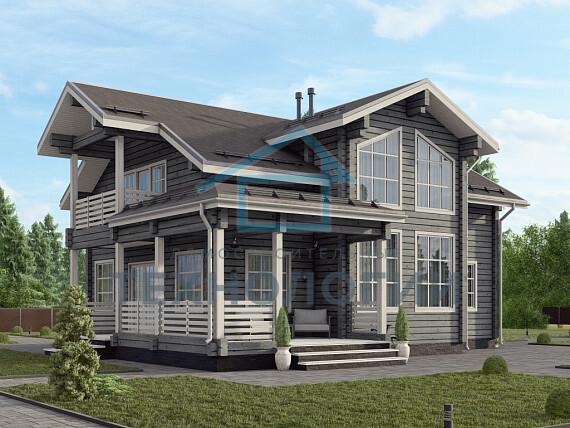 Скандинавский двухэтажный дом из бруса 12х16 с террасой Воин