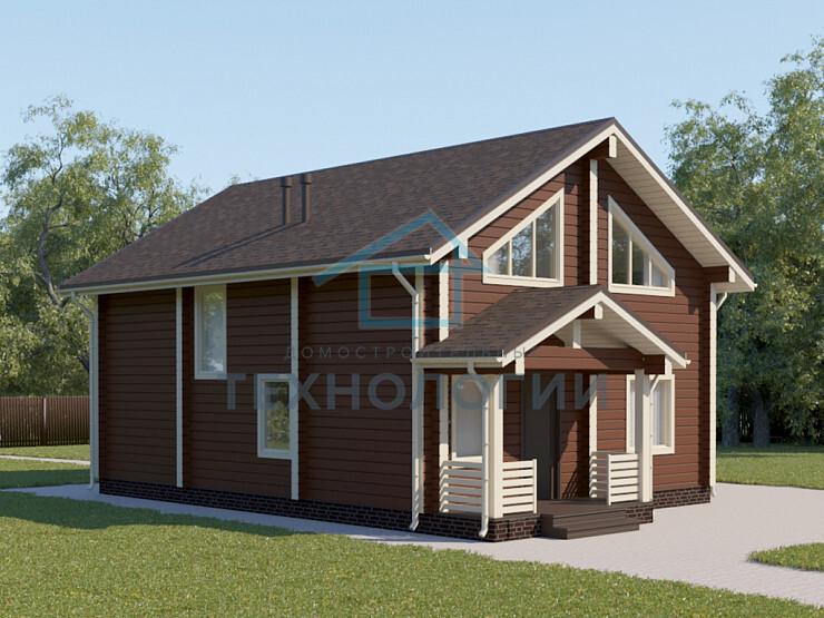 Полутораэтажный дом шале из бруса 11х12 с террасой Собина