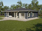 Скандинавский одноэтажный дом из бруса 10х15 с террасой Бана