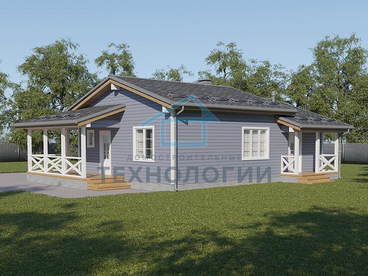 Скандинавский одноэтажный дом из бруса 8х11 с террасой Ярина