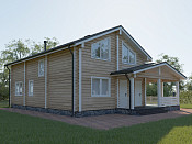 Дом шале из бруса полутораэтажный 9х12 с котельной Трейда