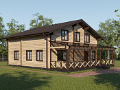 Дом шале из бруса с сауной полутораэтажный 10х11 Мира