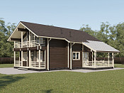 Дом шале из бруса в полтора этажа 10х11 с котельной Хотомир