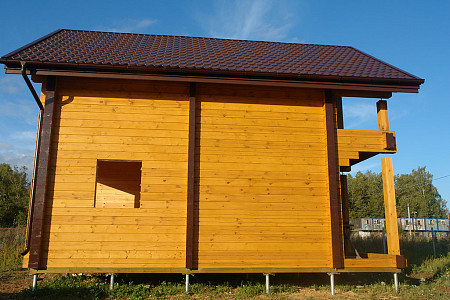 Одноэтажный дом из бруса шале 8х11 с котельной Чипрана