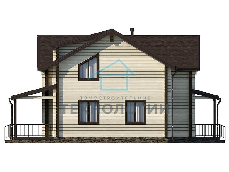 Дом шале из бруса в 1,5 этажа 9х12 с террасой Санда