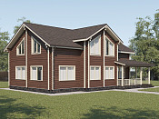 Дом шале из бруса в полтора этажа 9х13 с котельной Отрада