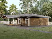 Одноэтажный дом из бруса 13х18 проект Донат