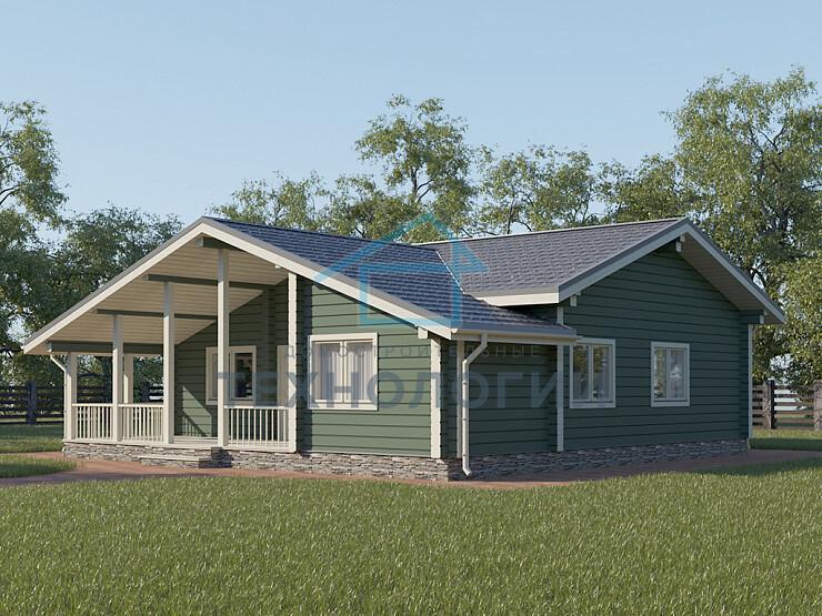 Одноэтажный дом шале из бруса 11х11 с котельной Цицилия