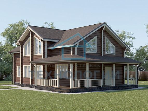 Дом шале из бруса в полтора этажа 9х13 с котельной Отрада