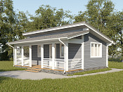 Современный одноэтажный дом из бруса 4х8 с террасой Богдан