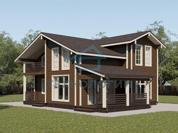 Дом шале из бруса полутораэтажный 10х10 с котельной Владияр