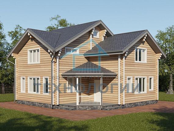 Дом шале из бруса в 1,5 этажа 11х11 с террасой Сения