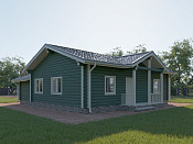 Одноэтажный дом шале из бруса 11х11 с котельной Цицилия