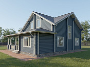 Дом шале из бруса в полтора этажа 12х12 с котельной Тана