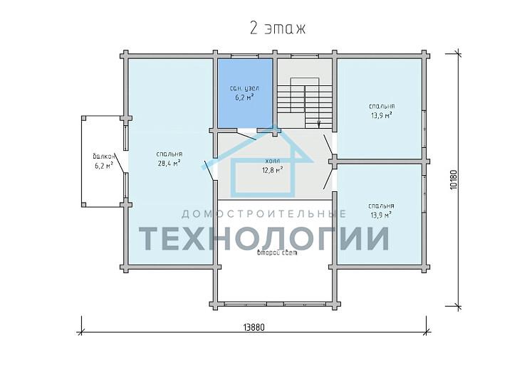 Скандинавский двухэтажный дом из бруса 12х16 с террасой Воин