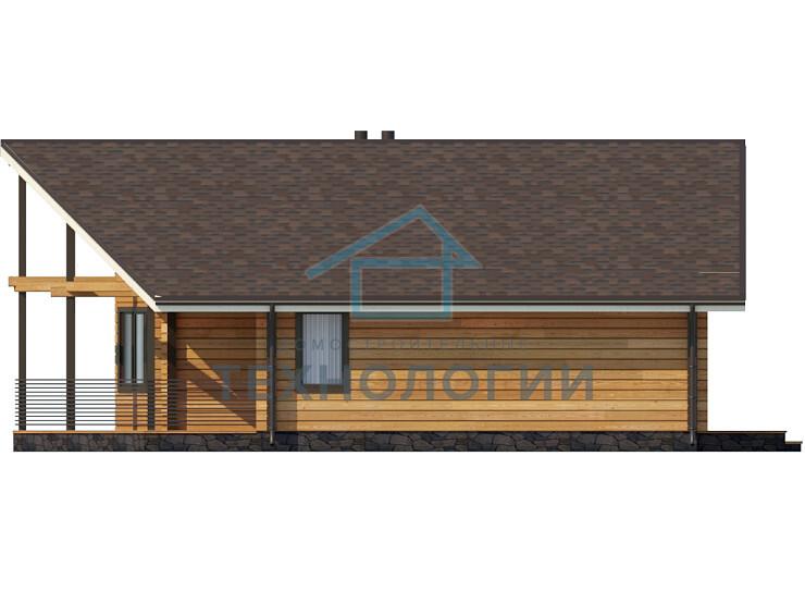 Дом шале из бруса в полтора этажа 10х11 с террасой Вея