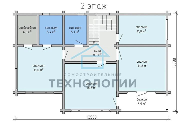 Двухэтажный дом из бруса 8х13 проект Зимава