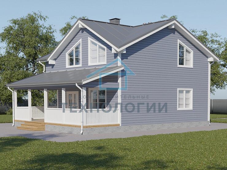 Полутораэтажный дом шале из бруса 9х9 с террасой Услада