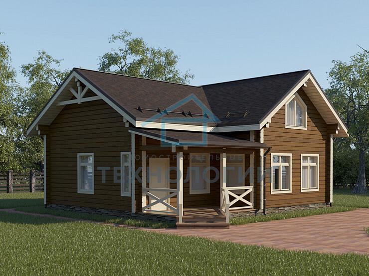 Дом шале из бруса с сауной в 1,5 этажа 9х10 Медея