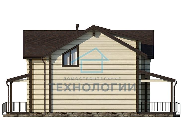 Дом шале из бруса в 1,5 этажа 9х12 с террасой Санда