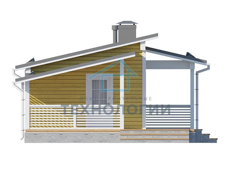 Современный одноэтажный дом из бруса 5х8 с террасой Агидель