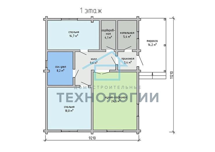 Одноэтажный дом из бруса 9х11 проект Фаина