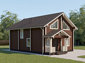 Полутораэтажный дом шале из бруса 11х12 с террасой Собина