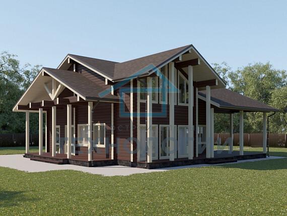 Дом шале из бруса в 1,5 этажа 12х14 с котельной Ванда