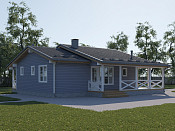 Скандинавский одноэтажный дом из бруса 8х11 с террасой Ярина