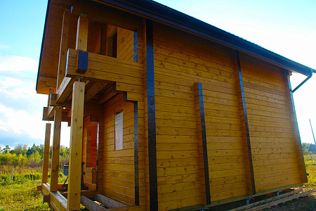 Одноэтажный дом из бруса шале 8х11 с котельной Чипрана