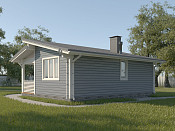 Современный одноэтажный дом из бруса 4х8 с террасой Богдан