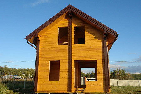 Одноэтажный дом из бруса шале 8х11 с котельной Чипрана