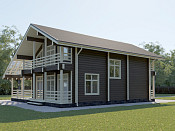 Дом шале из бруса в полтора этажа 10х11 с котельной Хотомир