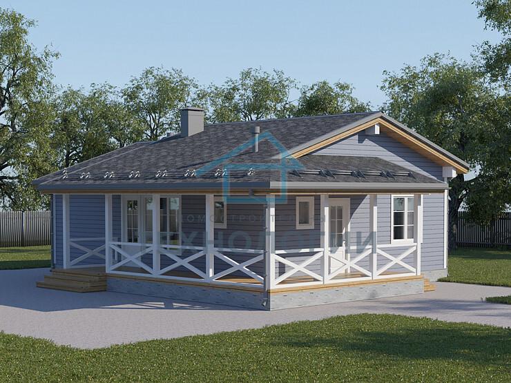 Скандинавский одноэтажный дом из бруса 8х11 с террасой Ярина