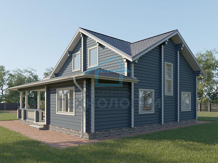 Дом шале из бруса в полтора этажа 12х12 с котельной Тана