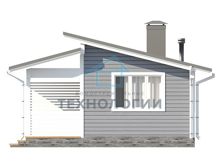 Современный одноэтажный дом из бруса 4х8 с террасой Богдан