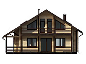 Дом шале из бруса в полтора этажа 9х11 с террасой Орислав