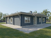 Скандинавский одноэтажный дом из бруса 10х15 с террасой Бана