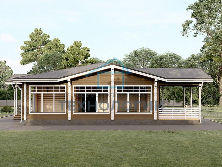 Одноэтажный дом из бруса 13х18 проект Донат