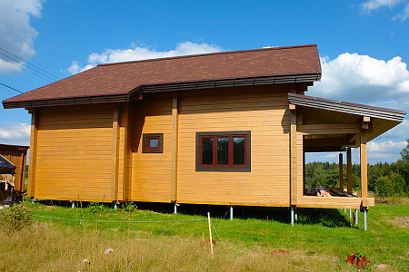 Дом шале из бруса в 1,5 этажа 6х6 с котельной Топак