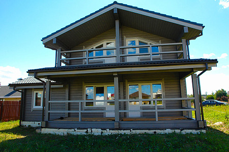 Дом шале из бруса полутораэтажный 10х10 с котельной Владияр