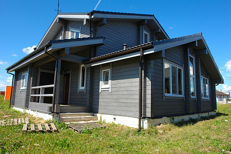 Скандинавский одноэтажный дом из бруса 10х20 с террасой Франа