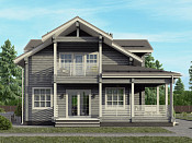 Скандинавский двухэтажный дом из бруса 12х16 с террасой Воин