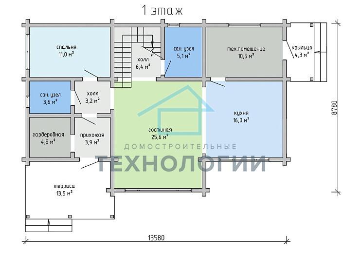 Двухэтажный дом из бруса 8х13 проект Зарина