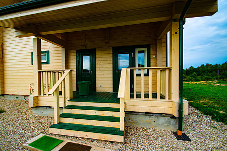 Одноэтажный дом шале из бруса 11х11 с котельной Цицилия