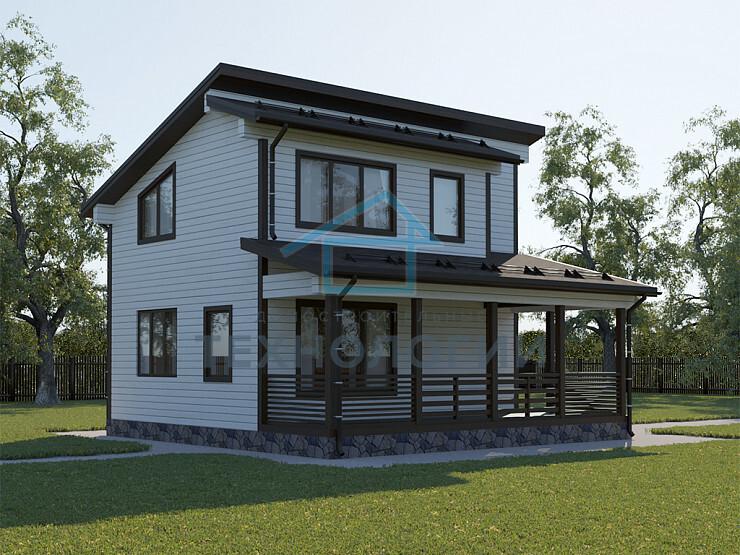 Современный дом из бруса в 1,5 этажа 6х9 с котельной Фатта