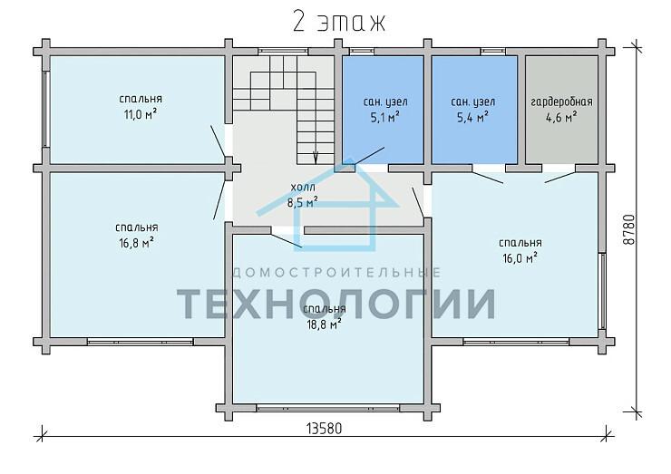Двухэтажный дом из бруса 8х13 проект Зарина