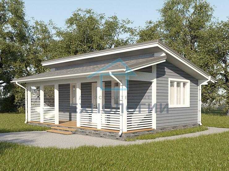 Современный одноэтажный дом из бруса 4х8 с террасой Богдан