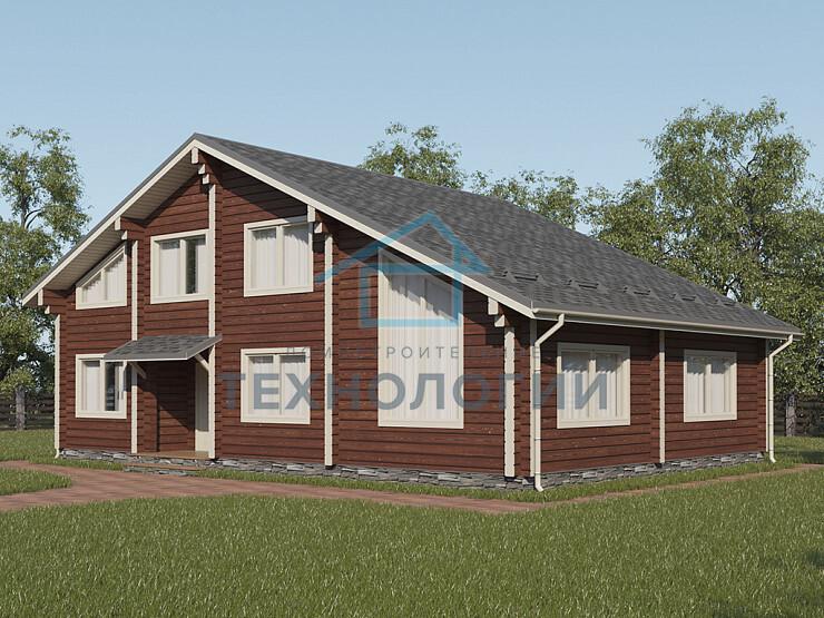 Дом шале из бруса в полтора этажа 10х14 с котельной Селена