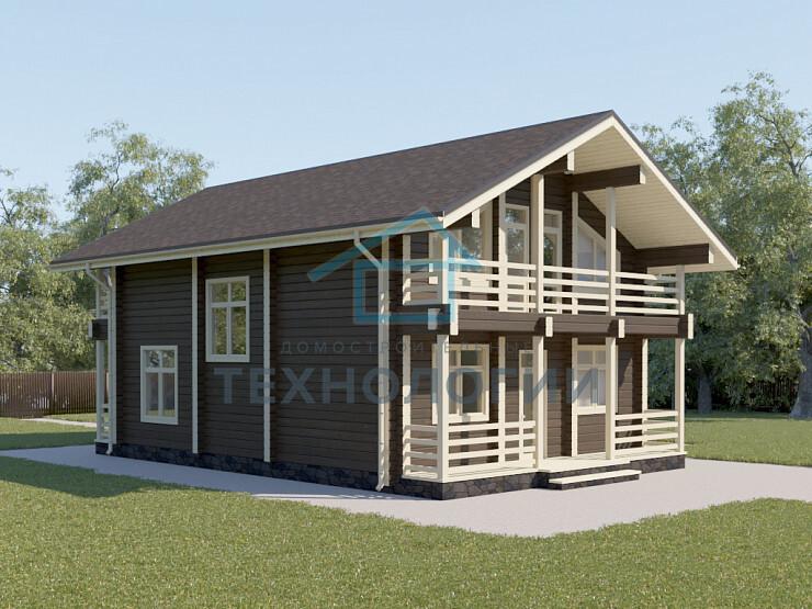 Дом шале из бруса в полтора этажа 10х11 с котельной Хотомир